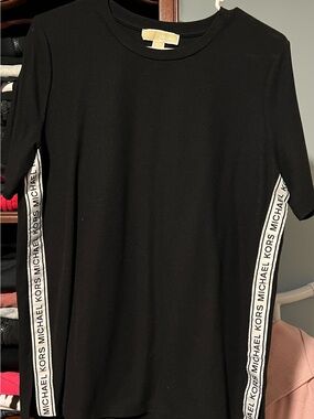 Michael Kors Black Tee with Branded Side Tape